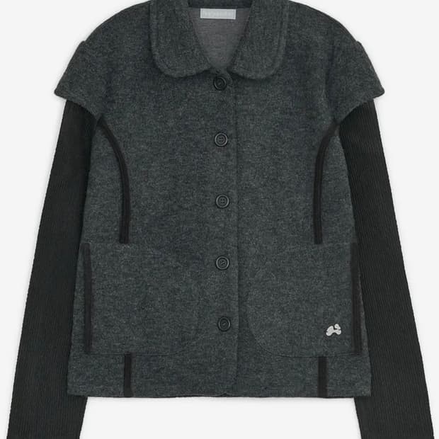 허그유어스킨 라운드 카라 니트 자켓(차콜)