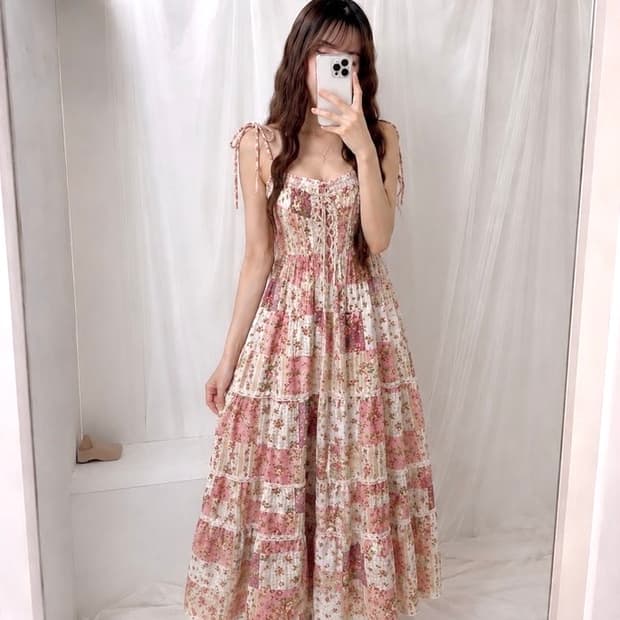 romantic rose patchwork dress