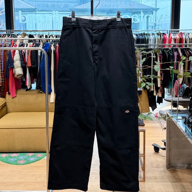 디키즈 블랙 루즈핏 더블 니 워크 팬츠 