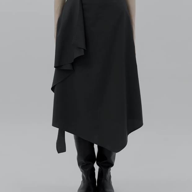 트리밍버드 Drape Long Skirt [ Charcoal ]