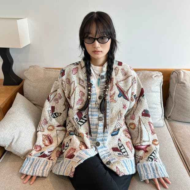 Vintage 90s Boats Tapestry Jacket