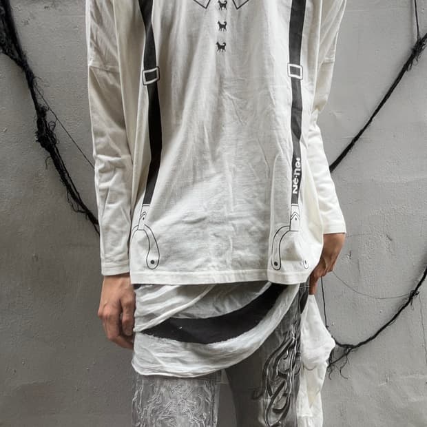 2000s Ne-net 트롱프뢰유 비대칭 프린팅 티셔츠