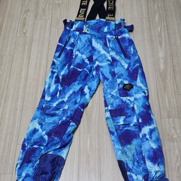 데상트 정품)일본빈티지 블루나염 타이다이 스키보드 멜빵 팬츠