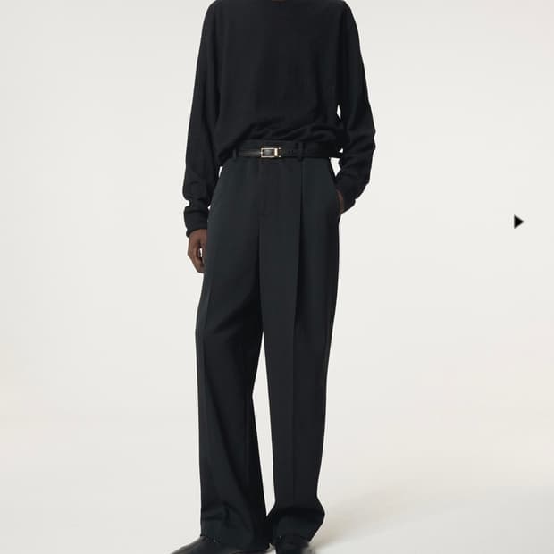[새상품] 렉토 TUCK DETAIL WOOL PANTS BLACK M