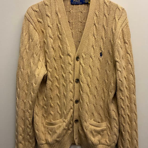 (L/103)POLO 폴로랄프로렌 코튼 케이블 니트 가디건 베이지