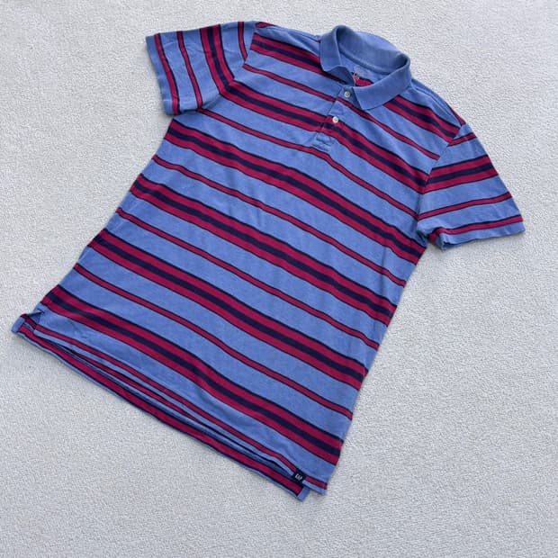 L 갭 스트라이프 반팔 카라 티셔츠 0406E
