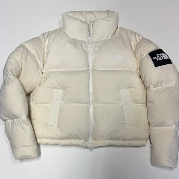 여성 노스페이스 눕시 덕 다운 나일론 크림 패딩