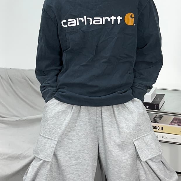 칼하트 차콜 빅로고 슬리브 M