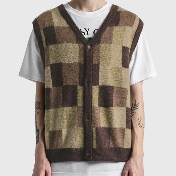 (S) 스투시 워블리 체크 베스트