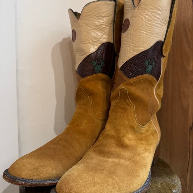 Nick fouquet x Lucchese white sand boots