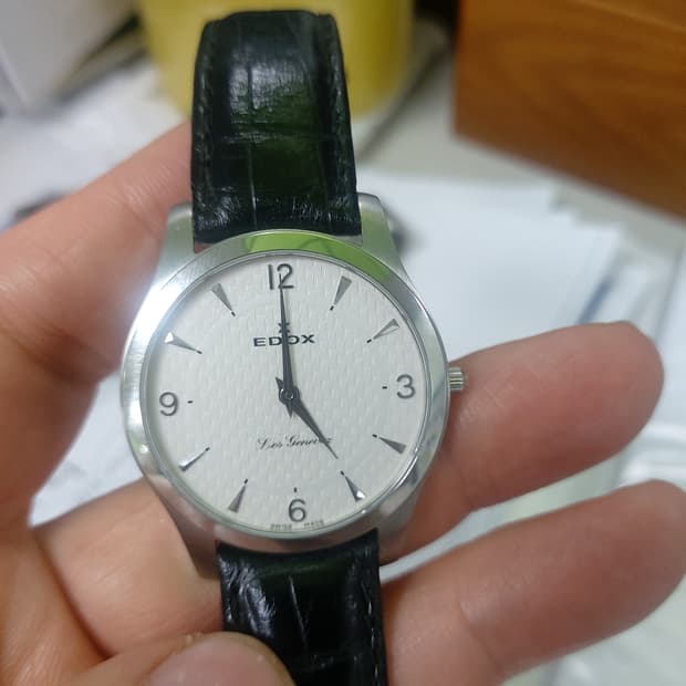 깔끔한 에독스 레 제네베 가죽 시계