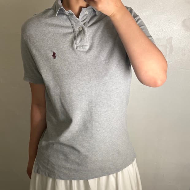 [S] 폴로 커스텀핏 그레이 카라 반팔티