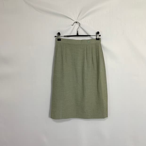 꾸레쥬 로고 자수 미디 스커트 정품 빈티지 하객룩 23-24인치