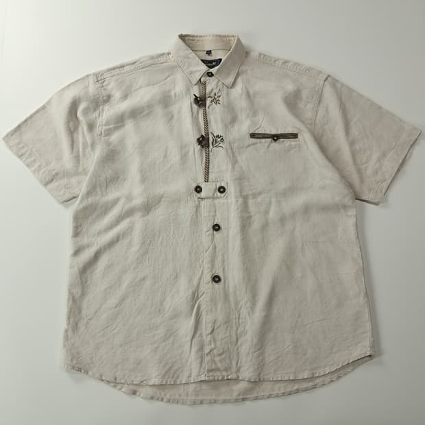 CK362 XL 시그네 90s 린넨 독일 트라흐텐 알펜 반팔 셔츠 남방