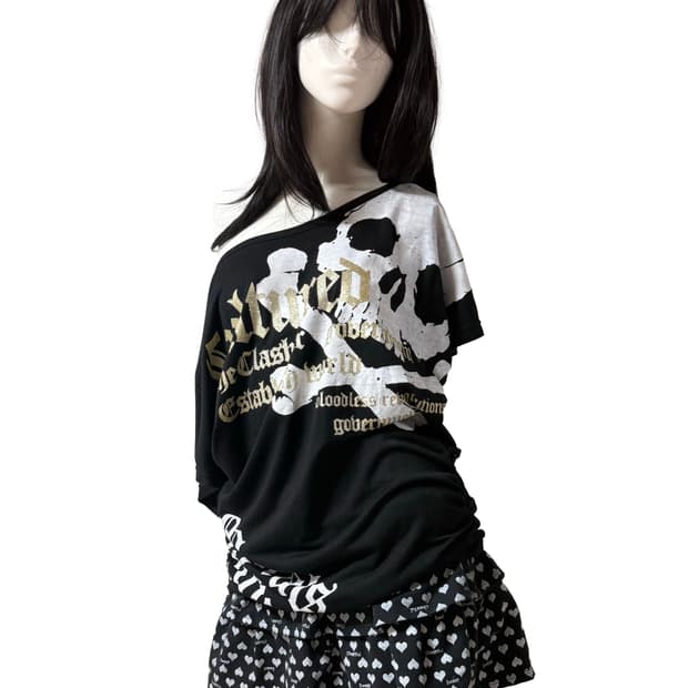 갸루펑크 Skull 셔링 티셔츠