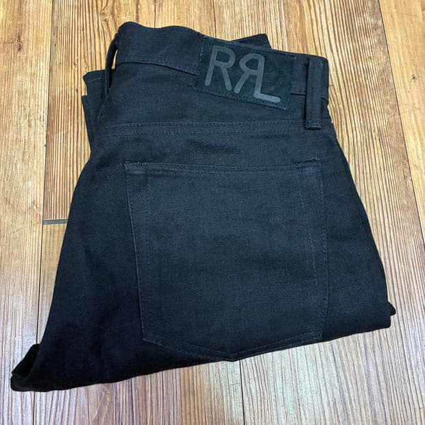 RRL 더블알엘 슬림핏 블랙 셀비지 진 청바지 32 x 30