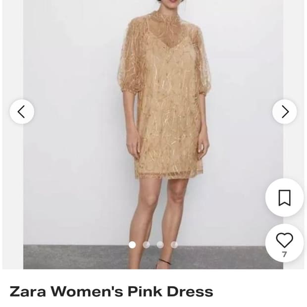자라(ZARA) 골드 스팽글 레이스 시스루 원피스 (M사이즈)