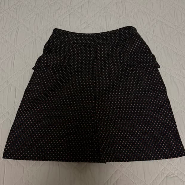 vintage 블랙 도트 패턴 스커트