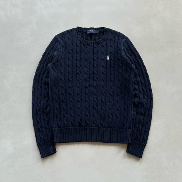 [M]폴로 랄프로렌 꽈배기 니트 스웨터 네이비