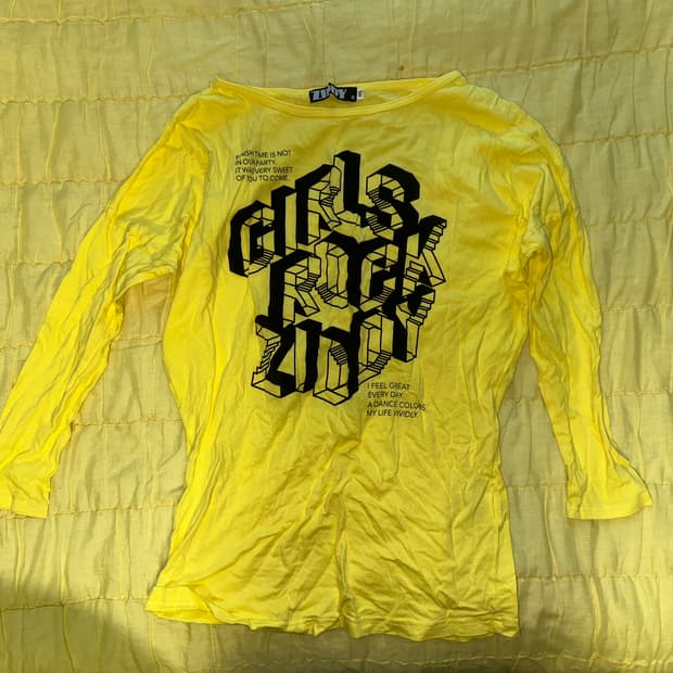 펑크 옐로 코튼 긴팔티