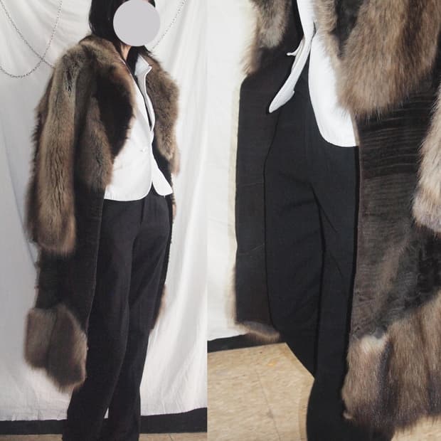 rare* 디올 존갈리아노 아트피스 패치워크 피셔 퍼 오버코트