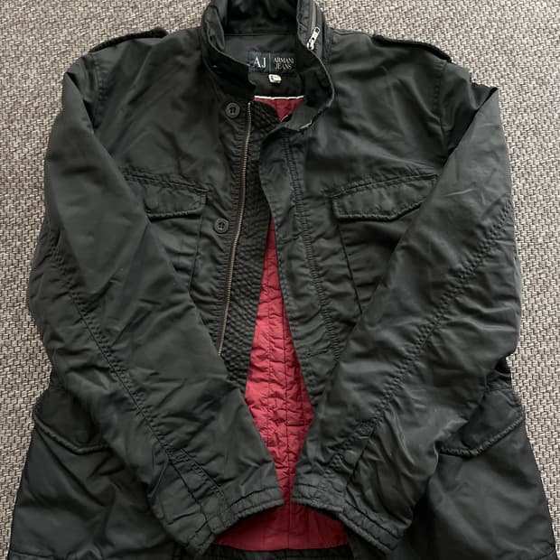 [xl] 아르마니 진스 나일론 필드자켓 블랙