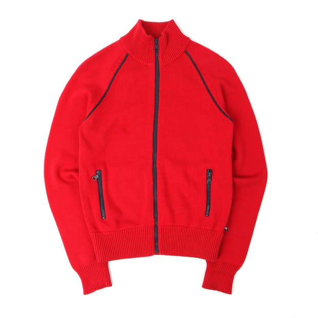폴로진스 코 레드 코튼 니트 집업 가디건