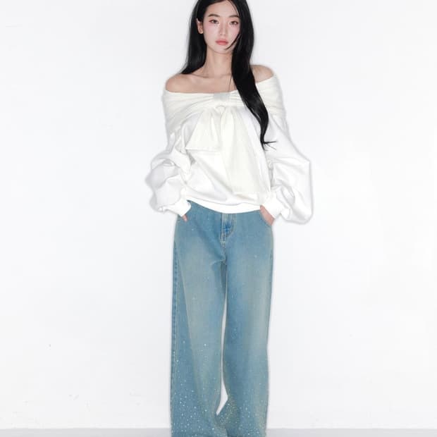[새상품] 더티스 트윙클 스리스탈 세미 와이드 데님 팬츠 바지