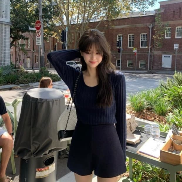 모도마켓 MODO 버터 트위드 쇼츠 네이비