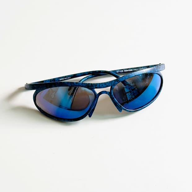 90s KANTLON 블루 마블 랩어라운드 빈티지 선글라스