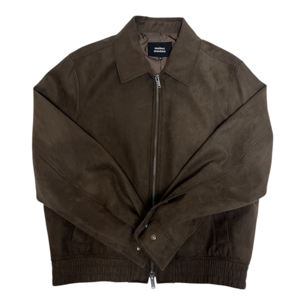 무신사 스탠다드 신세틱 스웨이드 미니멀 블루종 재킷 브라운 M