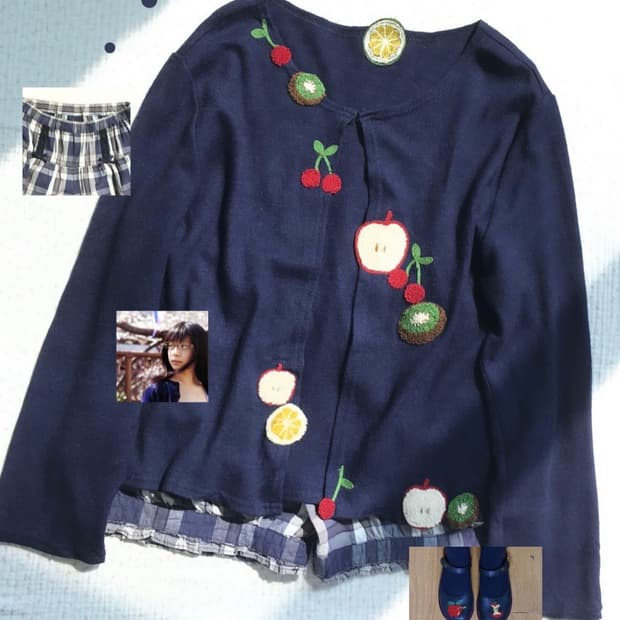 투다빈 빈티지 후르츠 가디건티지