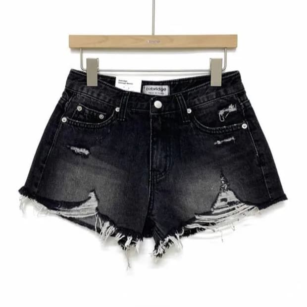 워싱 데미지 흑청 데님 숏팬츠 L 반바지 closetharh 에이블리