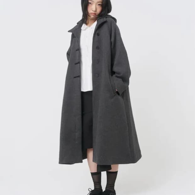 미세키서울 롱후드코트 차콜