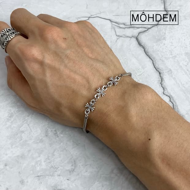 [Unisex] 크로스3 실버 크롬 체인팔찌