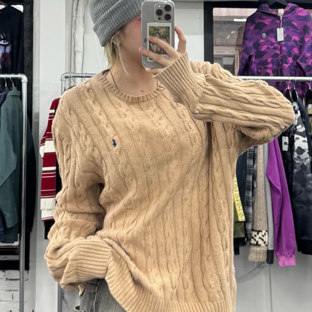 폴로 랄프로렌 브라운 꽈베기 니트