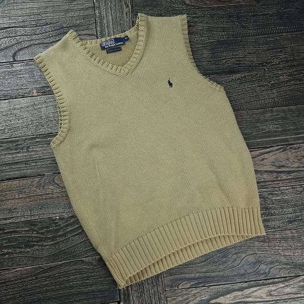 [폴로 랄프로렌] 포니 로고 자수 니트 베스트 조끼 베이지 M18339