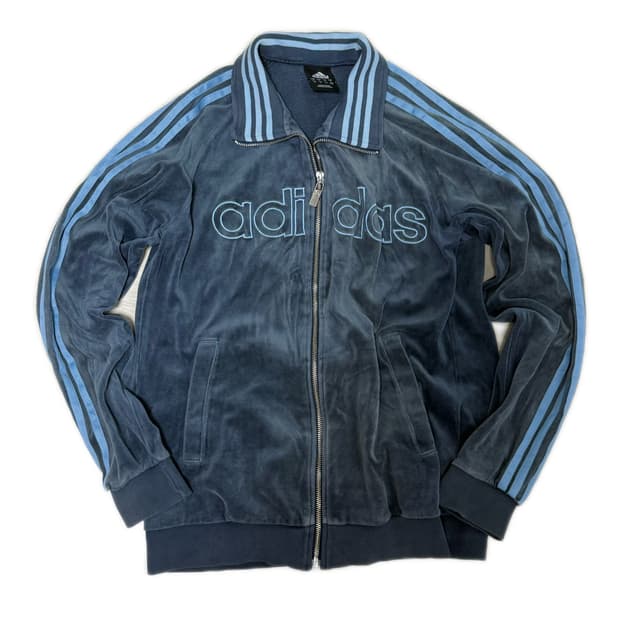 아디다스 차콜 스카이블루 벨벳 희귀 져지