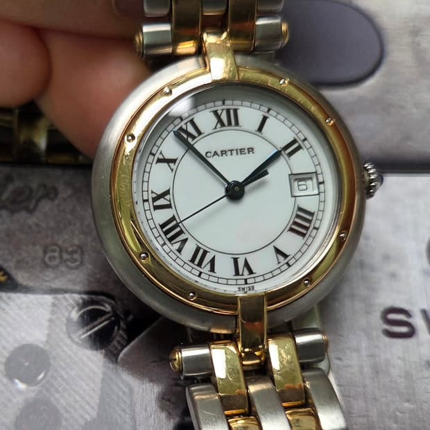 까르띠에 팬더 방돔 18K콤비 2줄버전 블루핸즈 LM 남성용 (감정서 포
