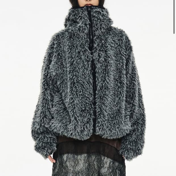 Hairy Balaclava Zip Up / Charcoal