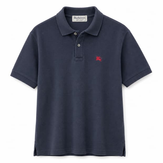 버버리 네이비 코튼 카라티 105