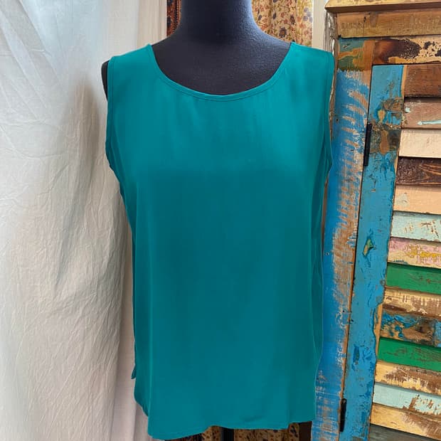 청록빛 실크 슬리브리스탑(M)
