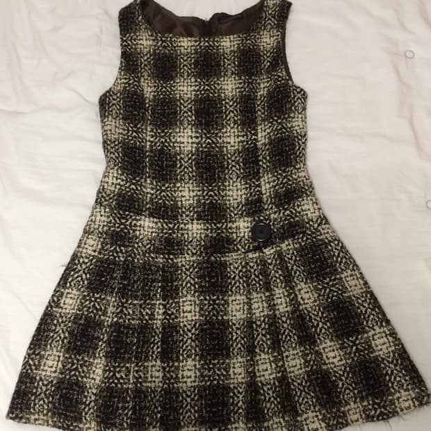 빈티지 라떼갸루 체크원피스