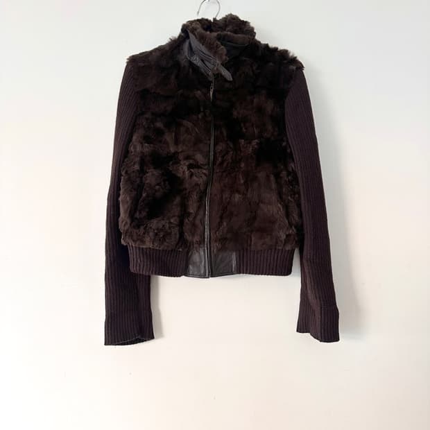 SHESMISS fur mix leather jacket / brown