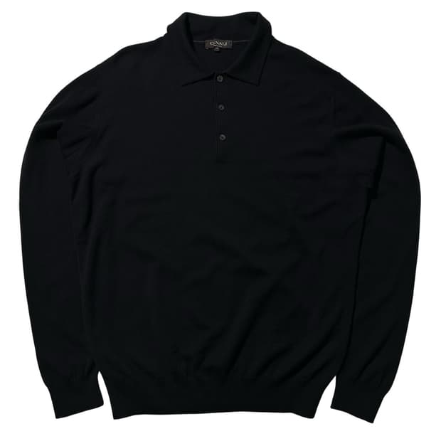 까날리 메리노울 카라 니트 블랙