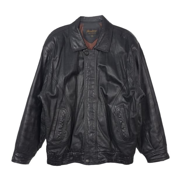 Bostone 오버핏 리얼 레더 블루종 자켓 L