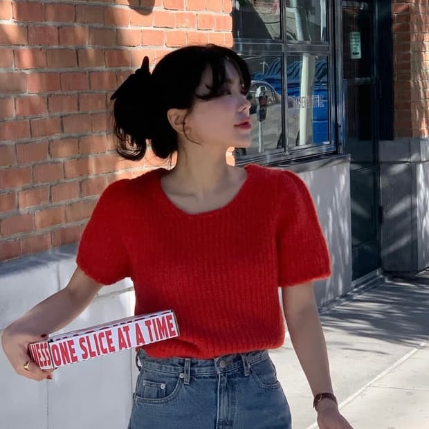 [위드아웃썸머] heather knit_red