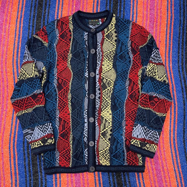 쿠지 가디건 케이블 니트 빈티지 그런지