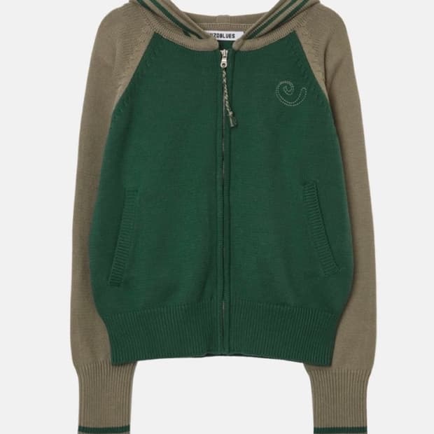 엔조블루스 레글런 니트 집업 후디 (khaki)