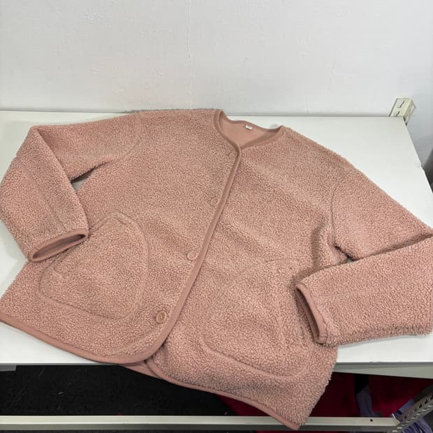 우먼XL 유니클로 파스텔핑크 오버핏 플리스자켓